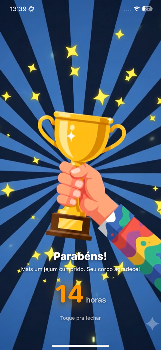 Celebração de jejum cumprido com troféu